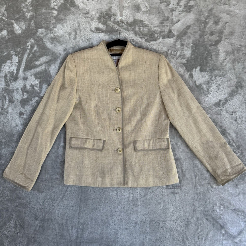 VTG Pendleton Wool Silk Blazer Collarless Jacket USA Made Women Sz 6